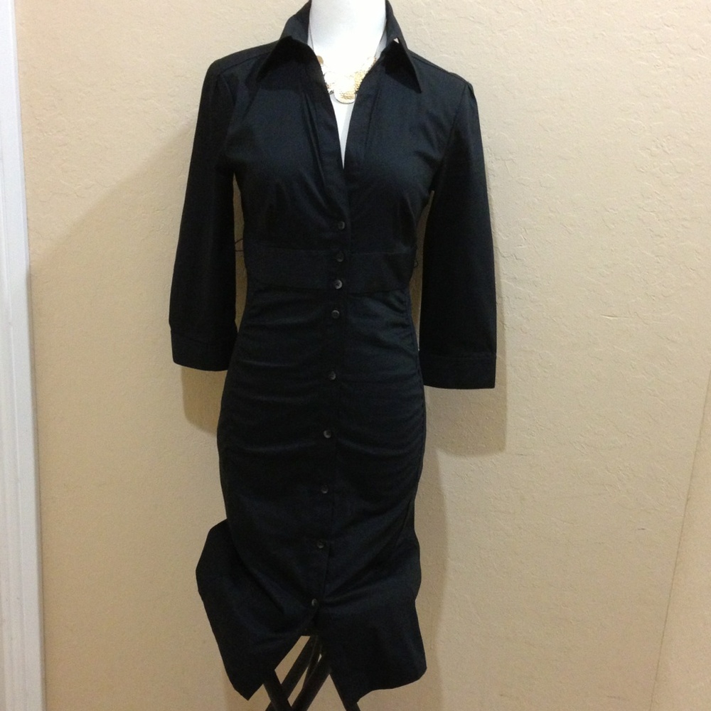 Express Black Button-Front Shirtdress